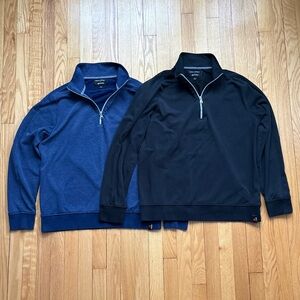 Lot 2 Banana Republic Men’s 1/4 Zip Polartec Sweaters Large Black Blue Solid